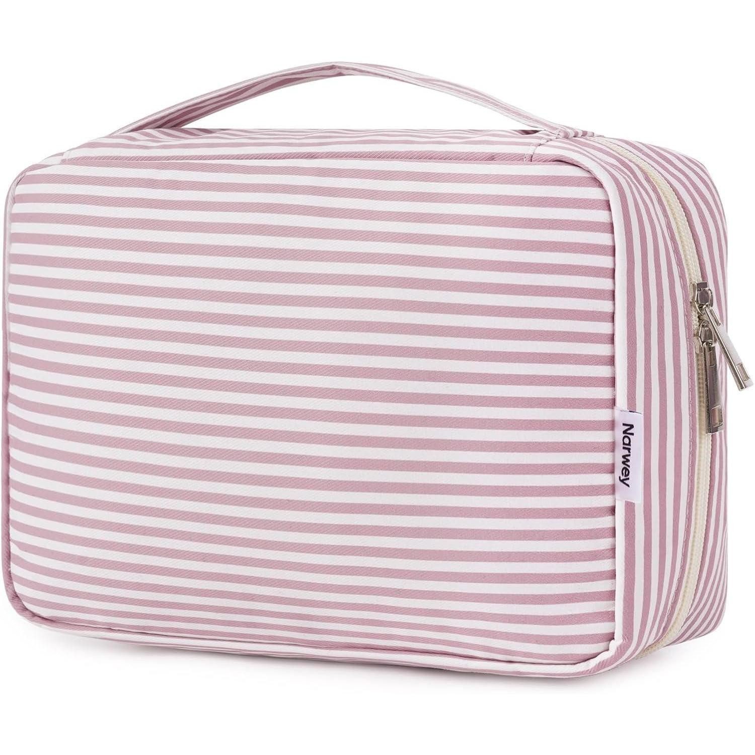 LuxusKollektion Kosmetiktasche Kulturtasche Damen Herren Kosmetiktasche Aufhängen Za-altrosa Streifen