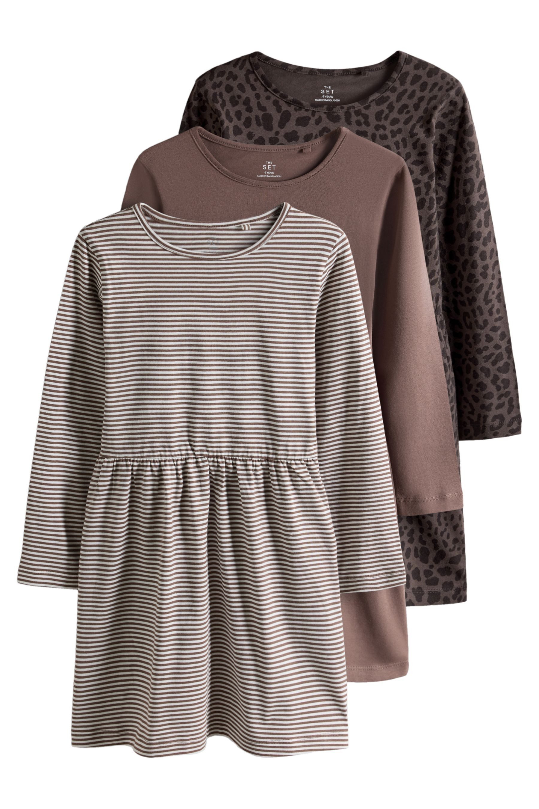 The Set Skaterkleid The Set Langärmelige Jersey-Skaterkleider, 3er-Set (3-tlg)