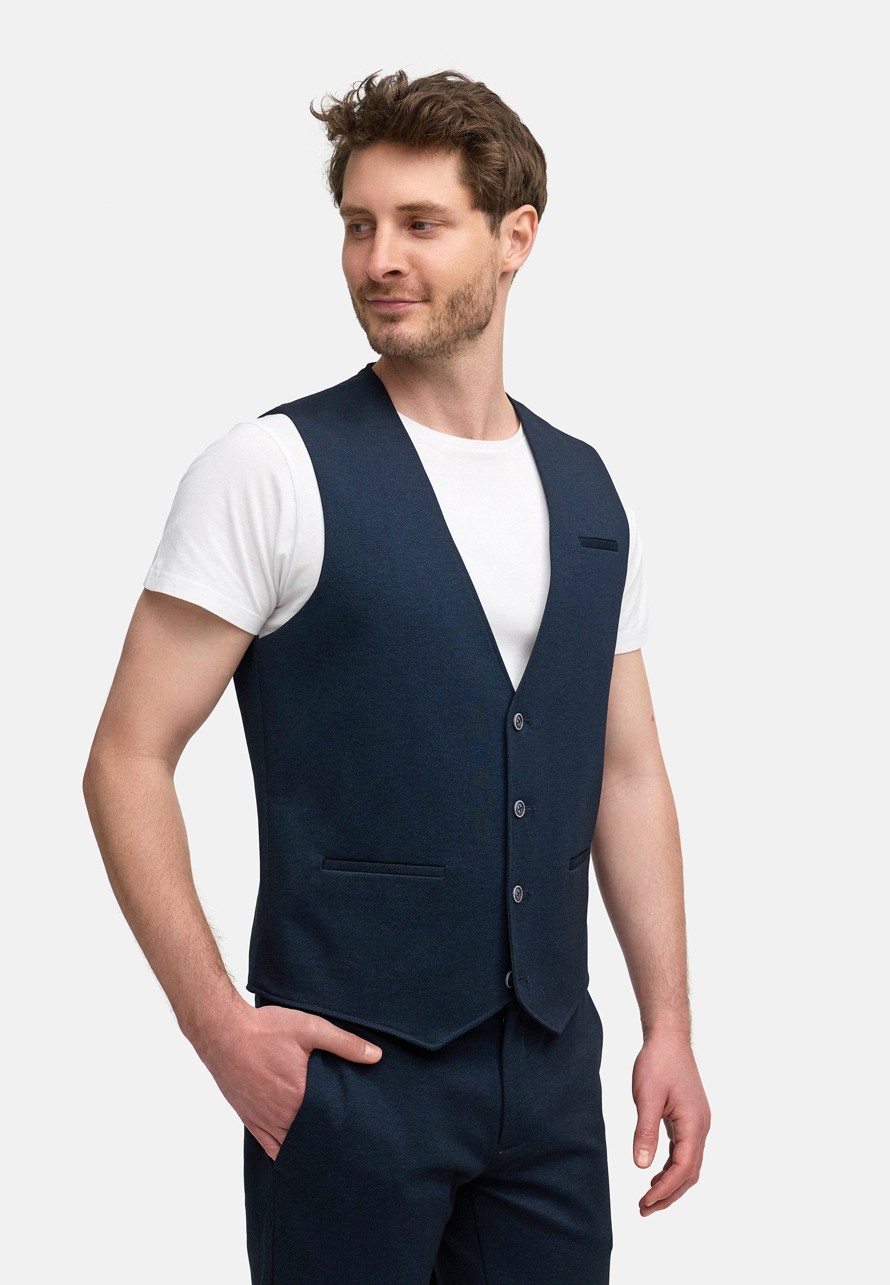 Jeff Anzugweste Herren JFFinn Anzug Weste Herrenweste mit 4-Wege-Stretch-Ponti Roma für ein angenehmes Tragegefühl