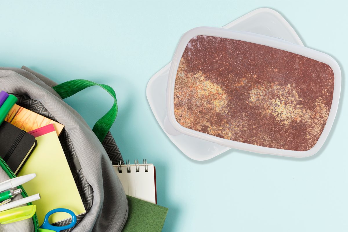 MuchoWow Lunchbox Kunststoff, Abstrakt, und (2-tlg), Mädchen Rot Brotdose, - Erwachsene, und - für Rost weiß für Brotbox Kinder Jungs