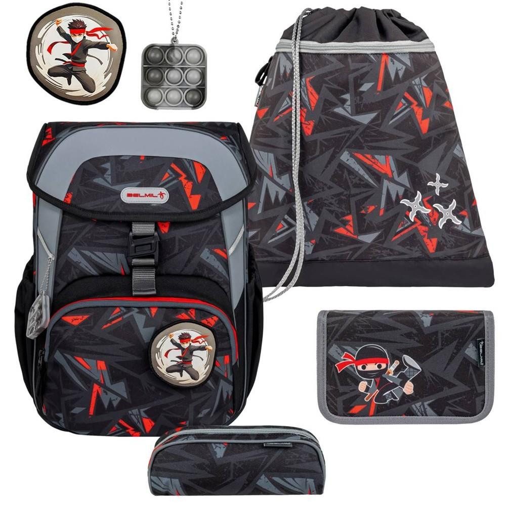 Belmil Schulranzen "Maxi" 2025 Set 1. Klasse, 22 Liter Volumen, Ninja, 5tlg.,1. Klasse, Grundschule, Einschulung, Jungen