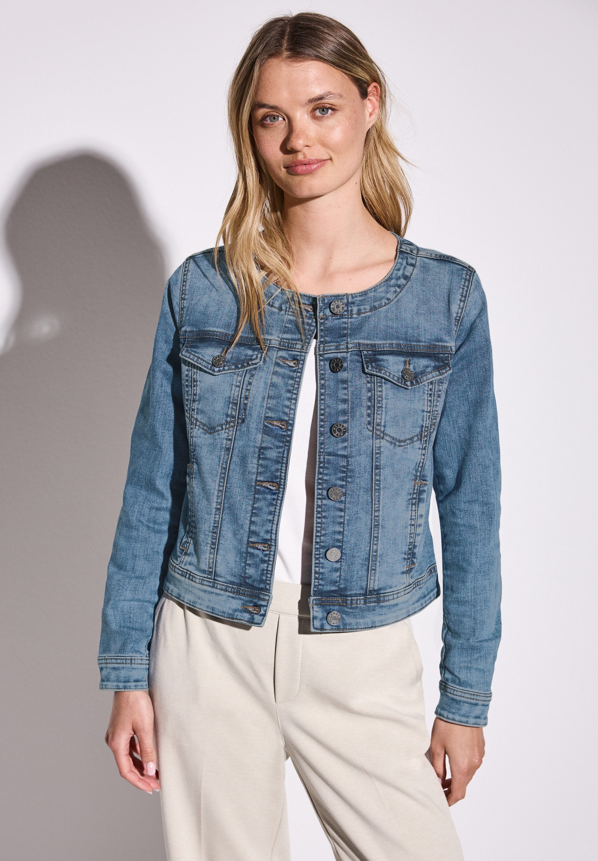 STREET ONE Jeansjacke mit Rundhalsausschnitt günstig online kaufen