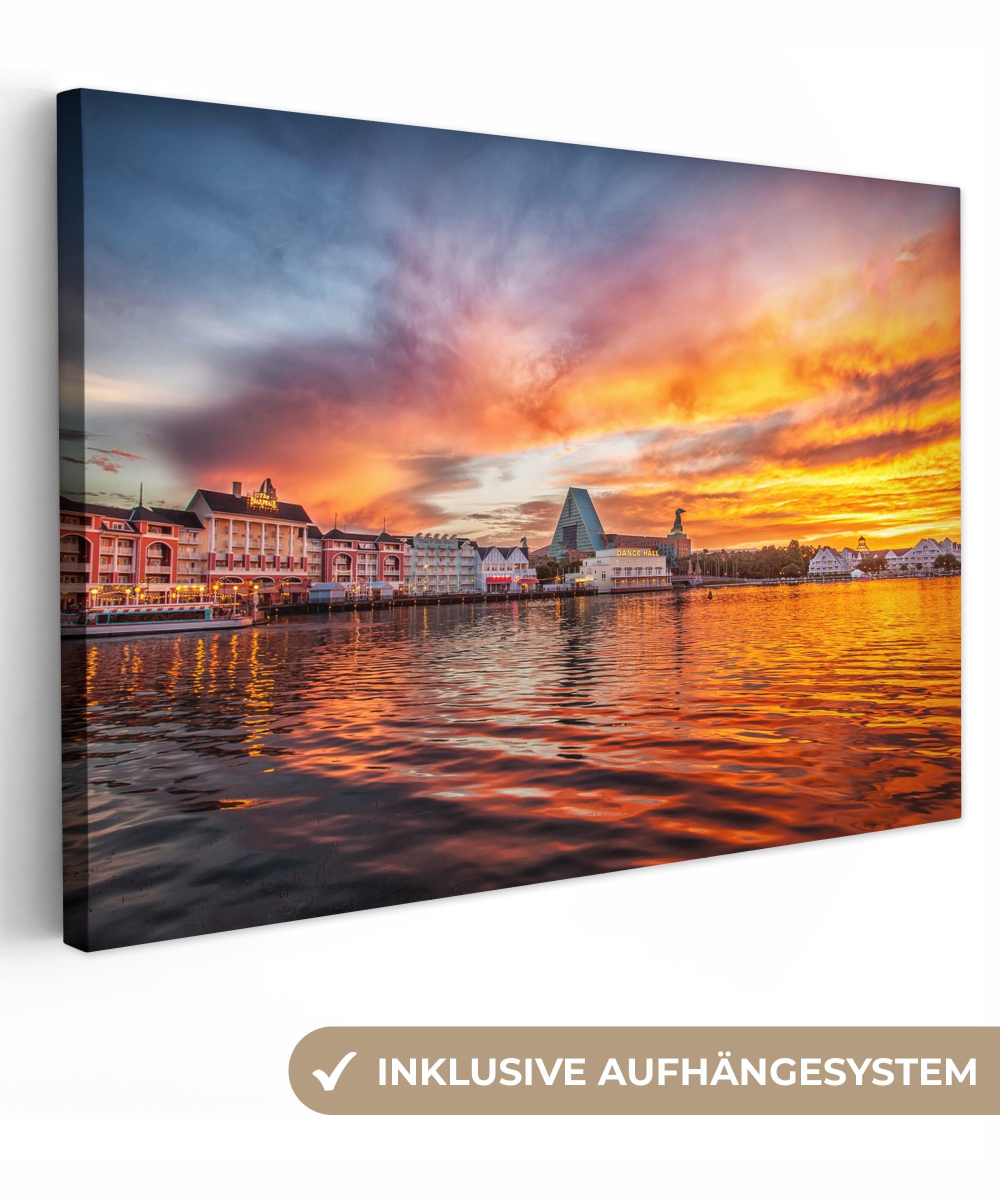 St), OneMillionCanvasses® Luft - Leinwandbilder, Wasser Aufhängefertig, Leinwandbild - - 30x20 Wandbild (1 Orlando, Wanddeko, cm Architektur