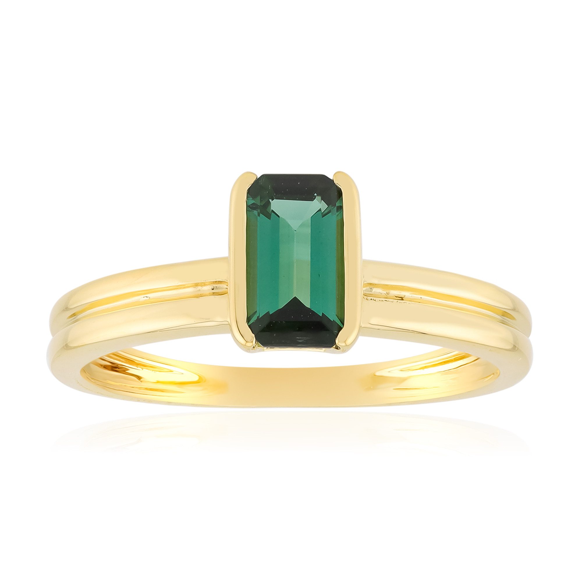 Cavill Solitärring Brasilianischer Indigolith Goldplattierter Silberring (1-tlg)