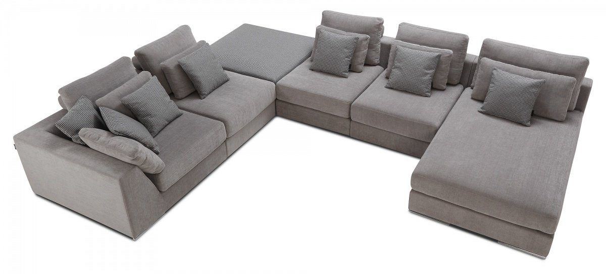 U-Form Design, Europe Wohnlandschaft Couch Grau Stoff Sofa in Made Ecksofa JVmoebel Ecksofa