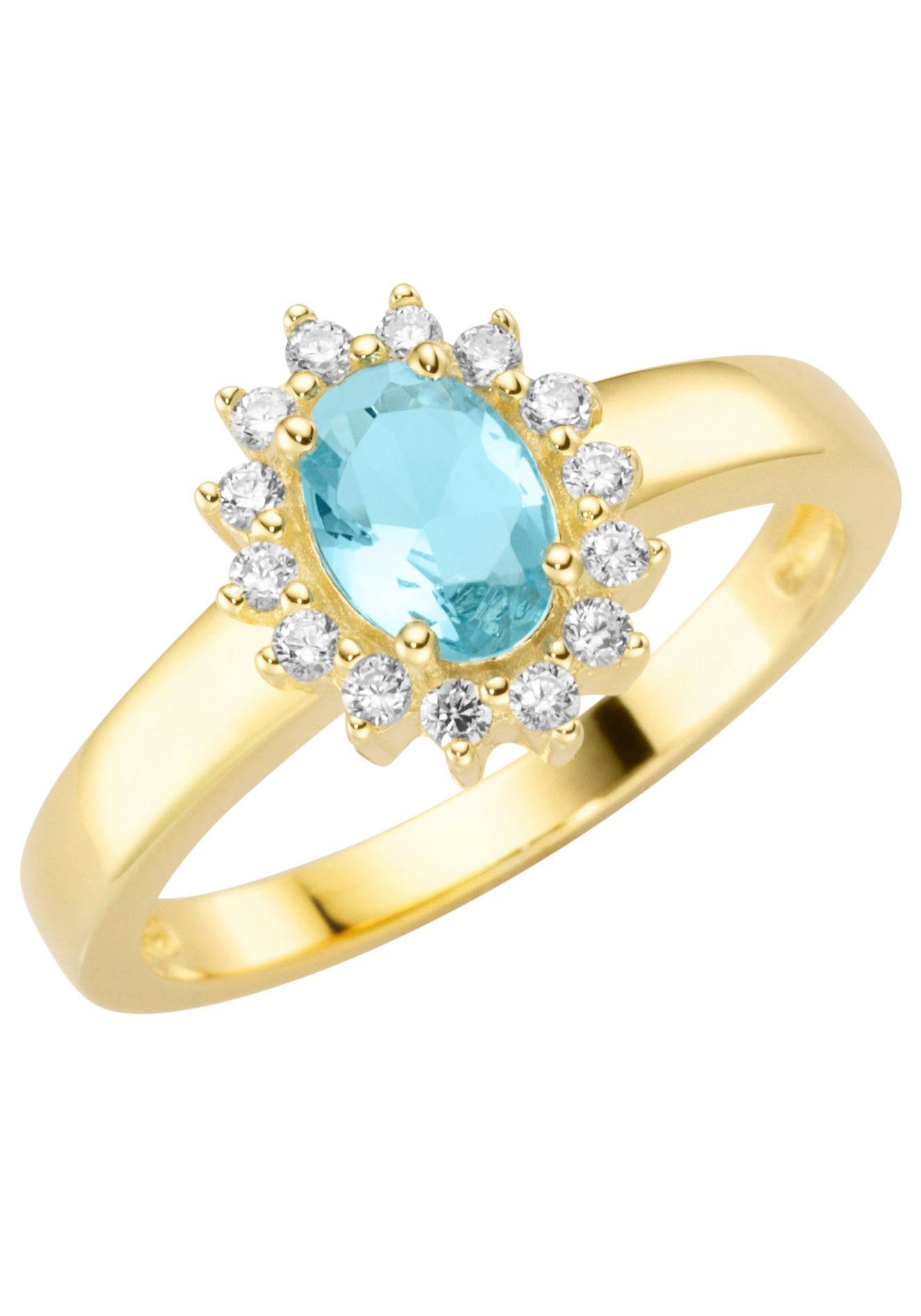 Firetti Fingerring Schmuck Geschenk Silber 925 Silberring Blüte, mit Kristallstein, Zirkonia (synth)