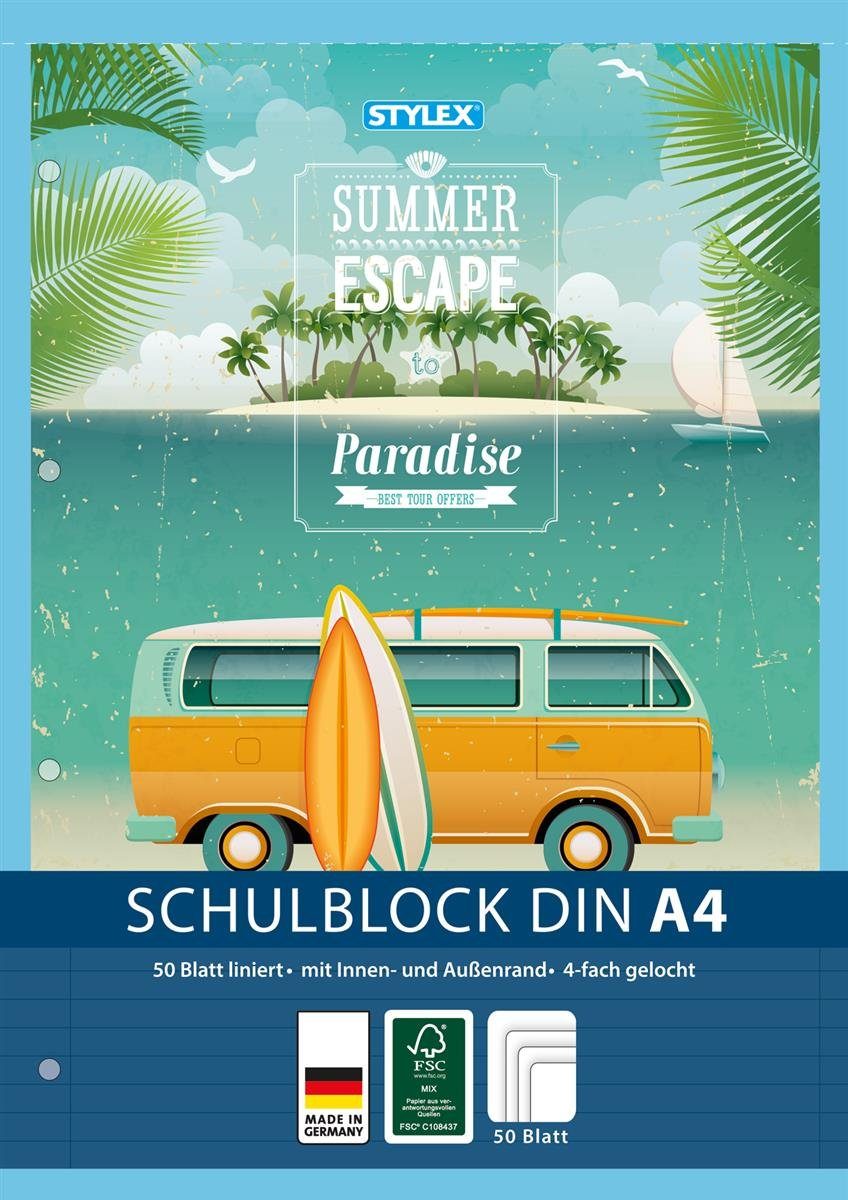 Collegeblock Stylex Schulblock DIN A4 liniert, 50 Blatt