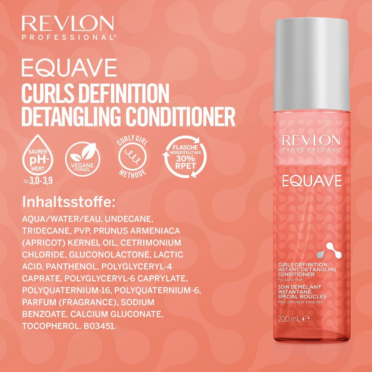 REVLON PROFESSIONAL Leave-in Pflege EQUAVE CURLS DEFINITION DETANGLIND CONDITIONER, Lockiges Haar 200 ml
