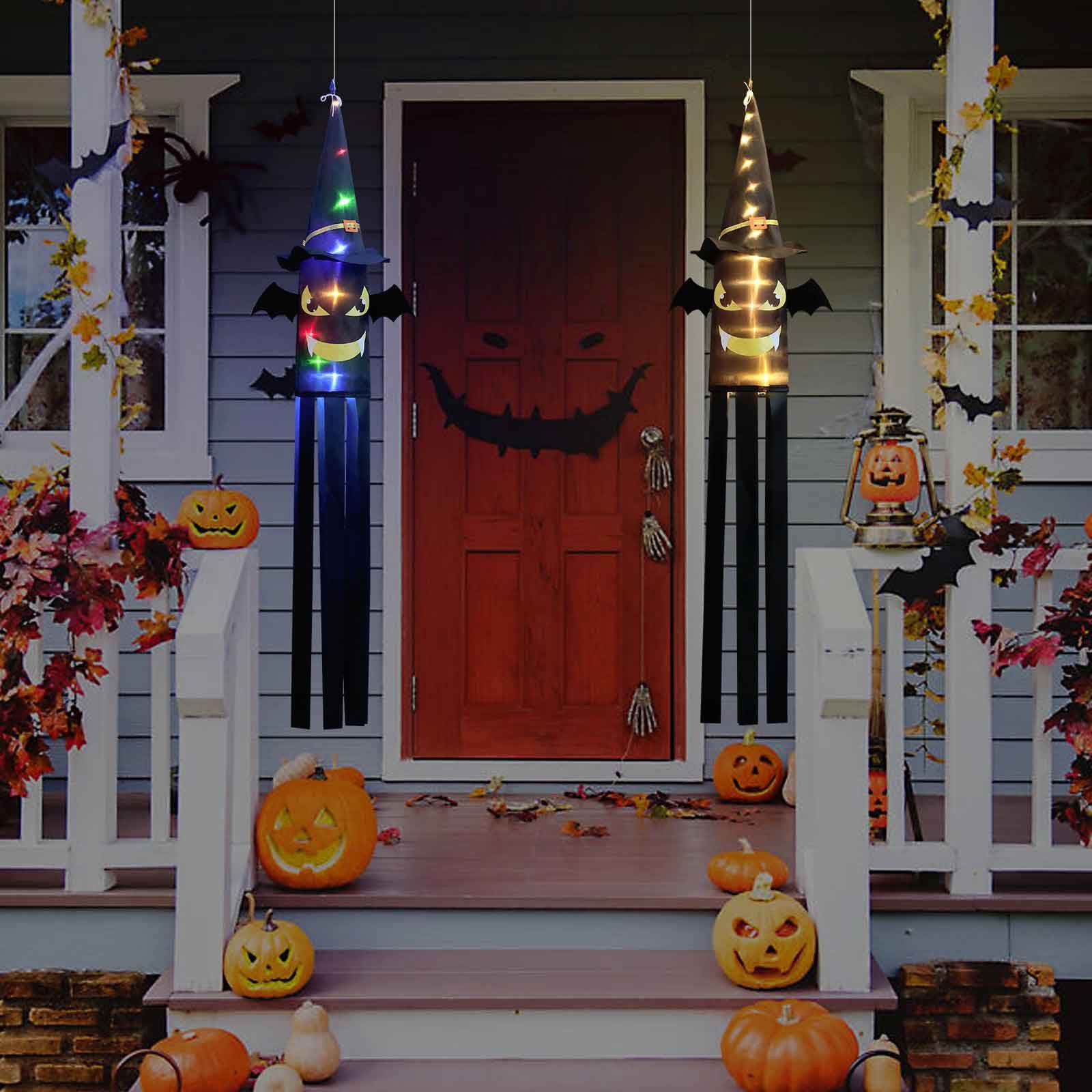 Lapamax LED-Dekofigur Halloween Geister Deko, LED-Lichterkette mit Kürbis & Fledermaus (1 St), Batterie-Hängedeko für Garten, Zuhause, Büro & Halloweenparty