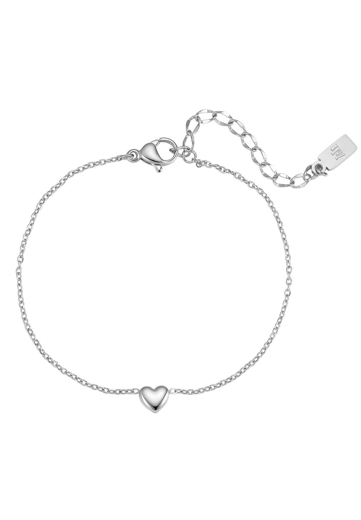 Hey Happiness Charm-Armband Chunky Herzchen Charm, verstellbar, Elegante Damen Edelstahl Armkette mit Herz Anhänger