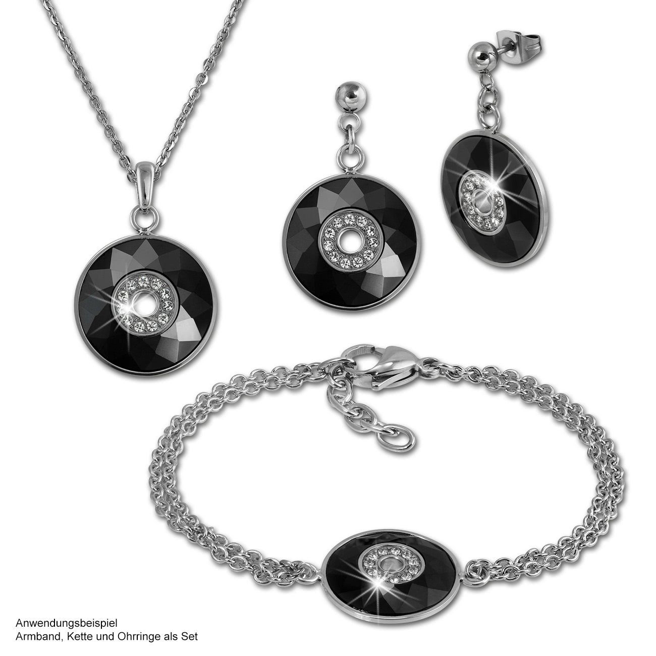 Amello Edelstahl (Rund) Damen Edelstahlkette Halsketten schwarz (Stainless silber aus Halskette Steel) (Halskette), Rund Amello