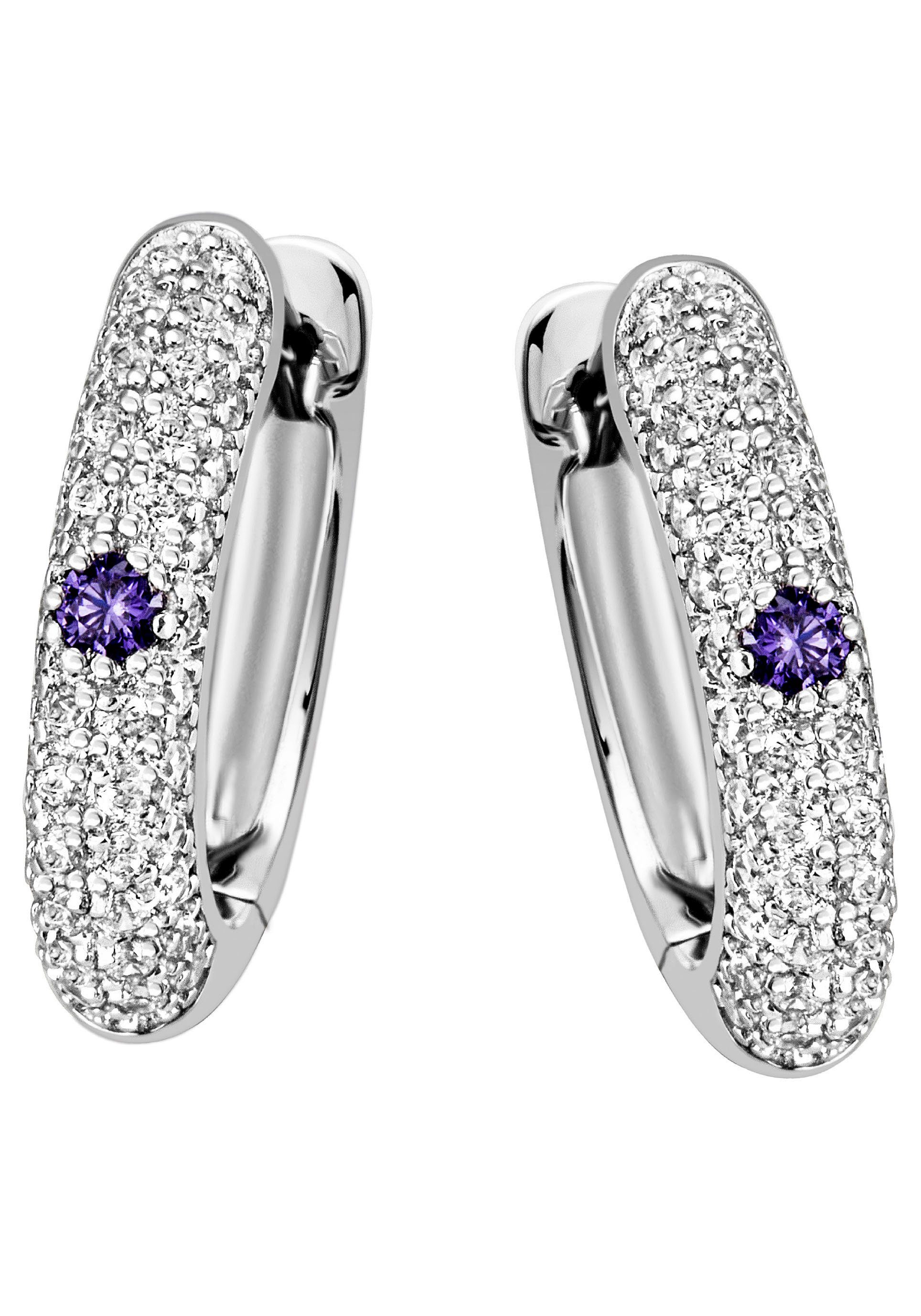 Firetti Paar Creolen Schmuck Geschenk Silber 925 Ohrschmuck mittig, mit Zirkonia (synth)