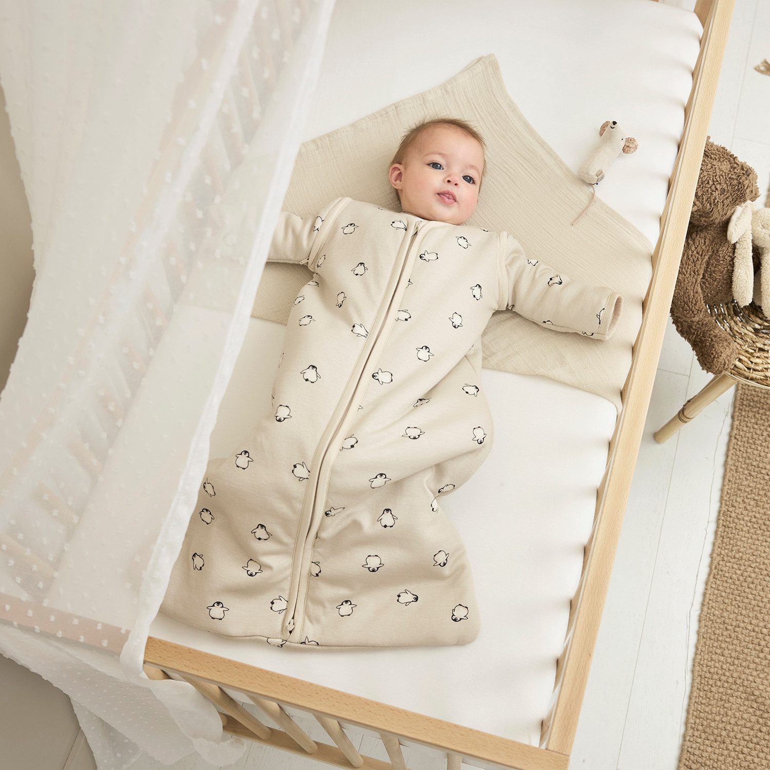 Meyco Baby Betthimmel Plume Offwhite (100% Polyester, 1-tlg), Klamboe (55x240cm) – Bild 5 von 5