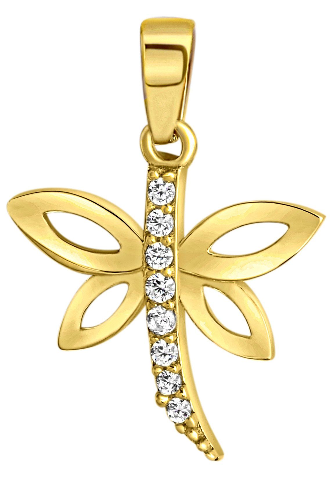 Kettenanhänger Schmuck Geschenk Gold 375 Halsschmuck Anhänger Halskette Libelle