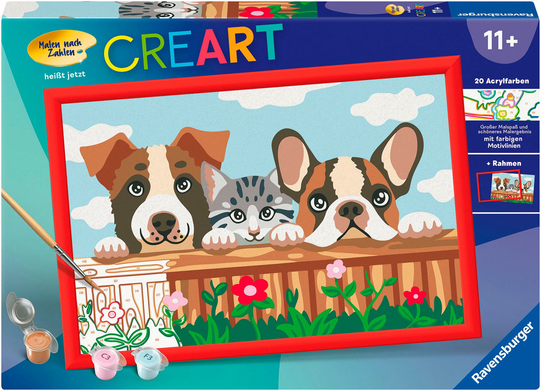 Ravensburger Раскрась по номерам CreArt, Hunde und Katze, Made in Europe
