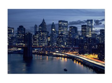 wandmotiv24 Leinwandbild Skyline der Innenstadt von New York, Städte (1 St), Wandbild, Wanddeko, Leinwandbilder in versch. Größen