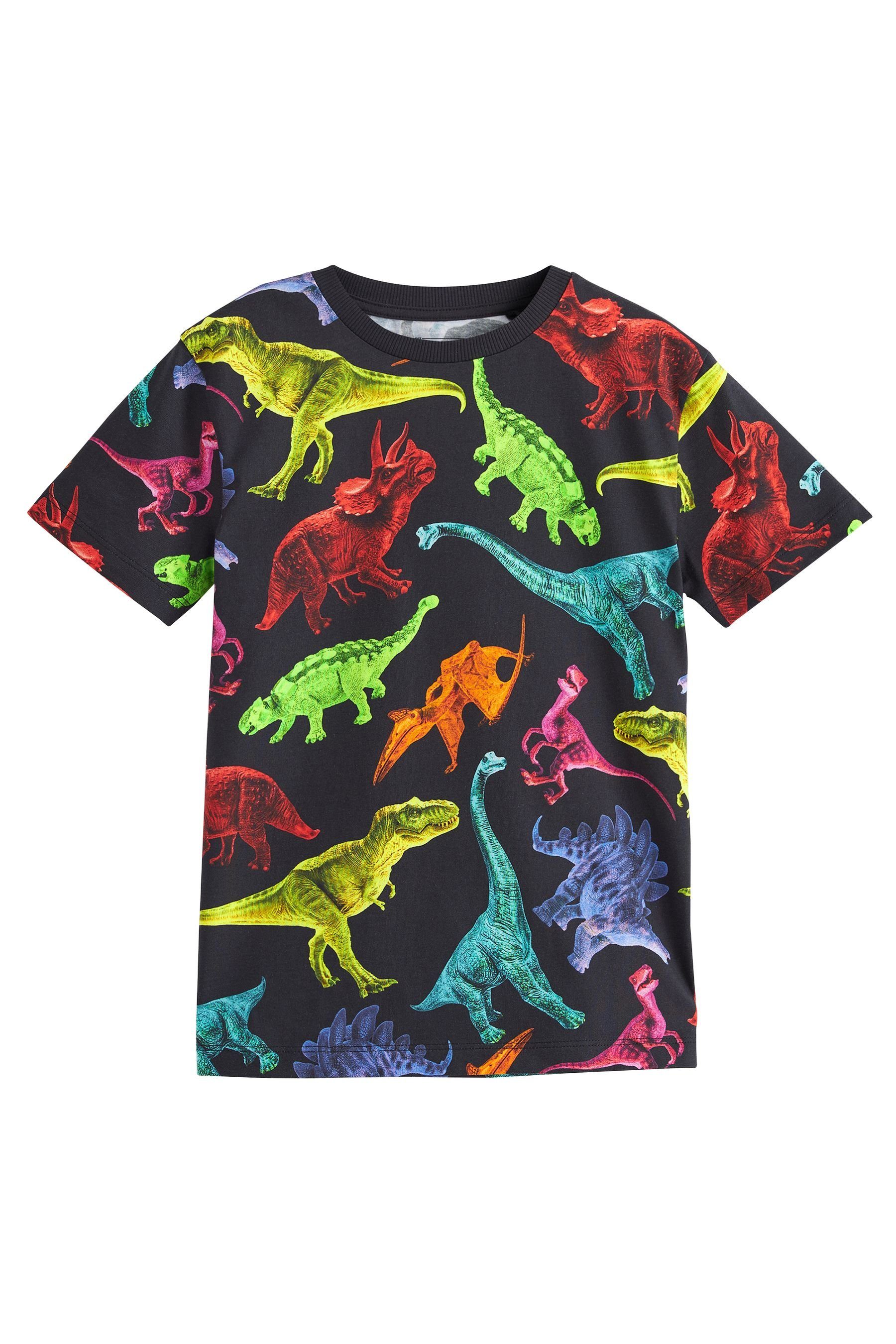 Next T-Shirt T-Shirt mit Allover-Print (1-tlg) Black Fluro Dino