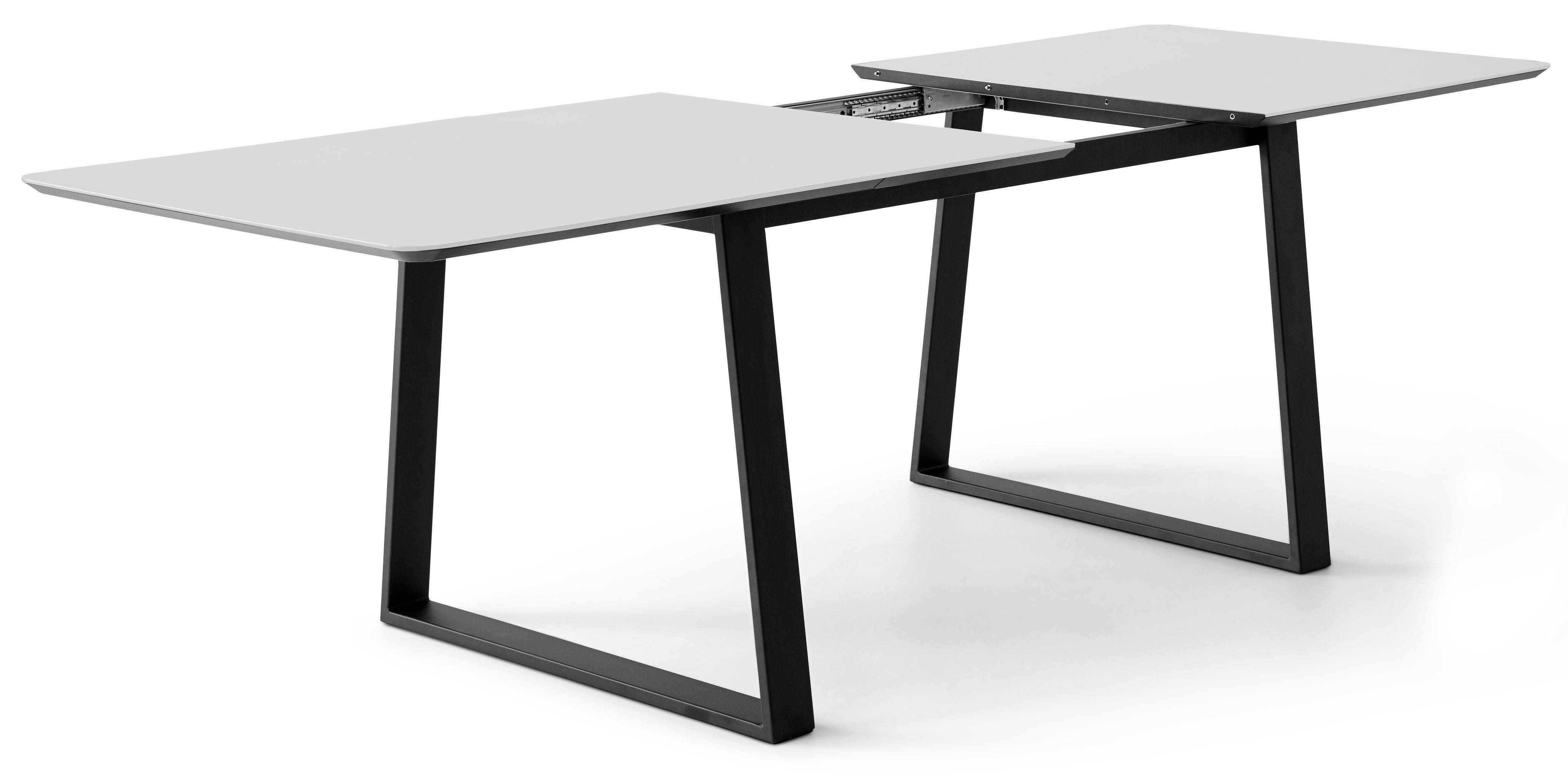 MDF, Furniture Meza Esstisch Metallgestell, Tischplatte 2 Weiß abgerundete Trapez Einlegeplatten Hammel Hammel, by