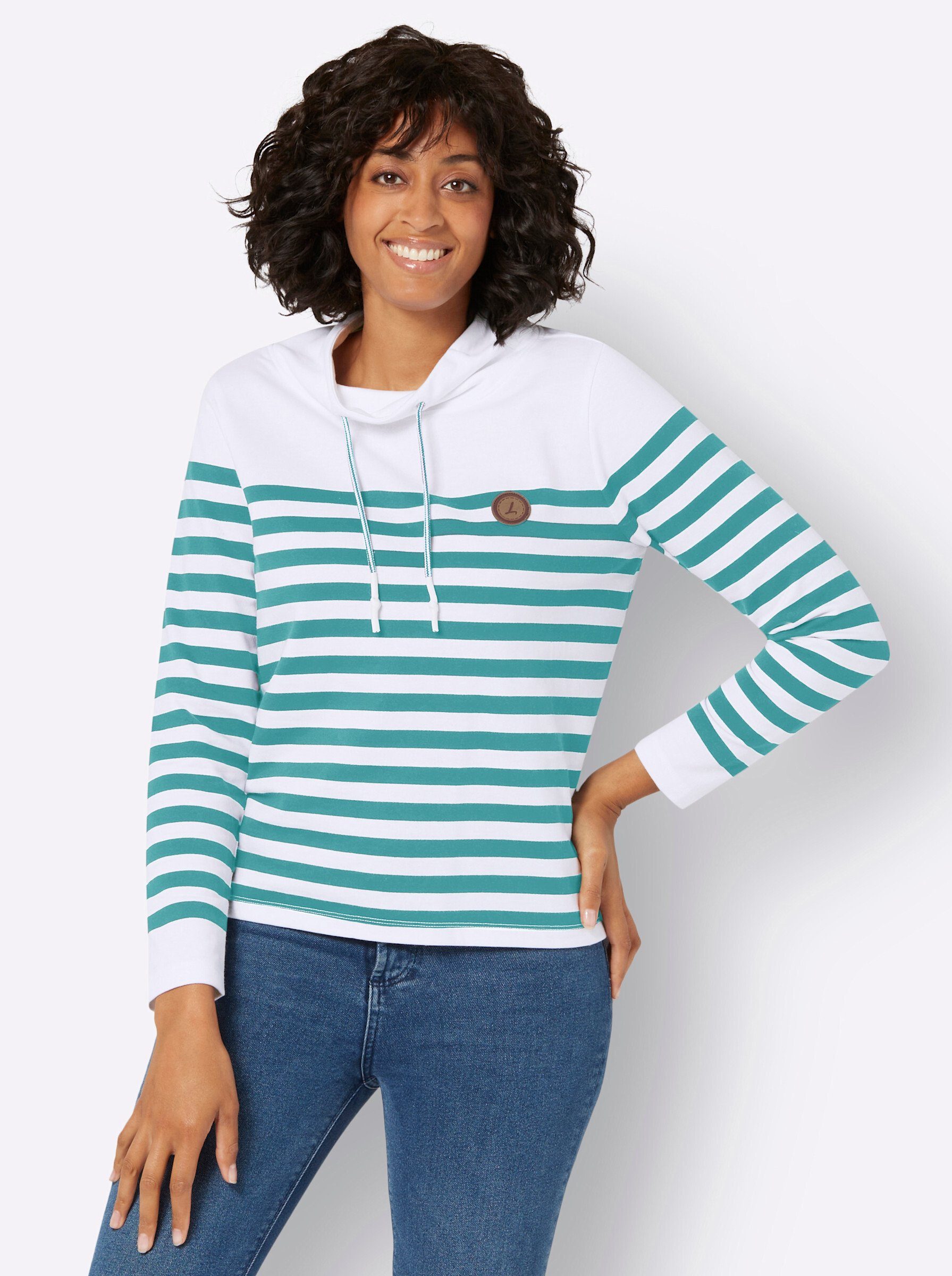 WITT WEIDEN Sweater weiß-ozean-geringelt | Sweatshirts