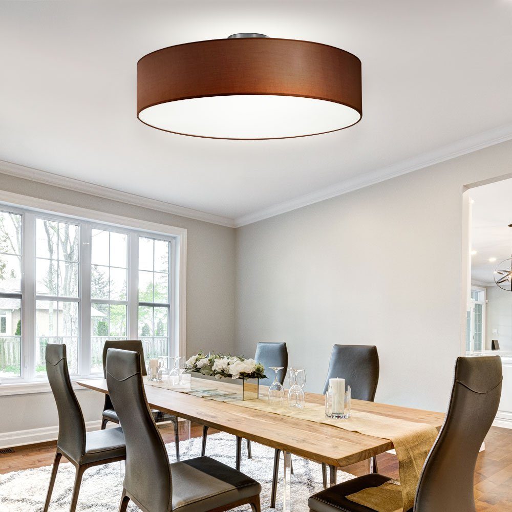 Design Hänge Leuchte Küchen Ess Zimmer braun Tisch Stoff Pendel Lampe Decken 
