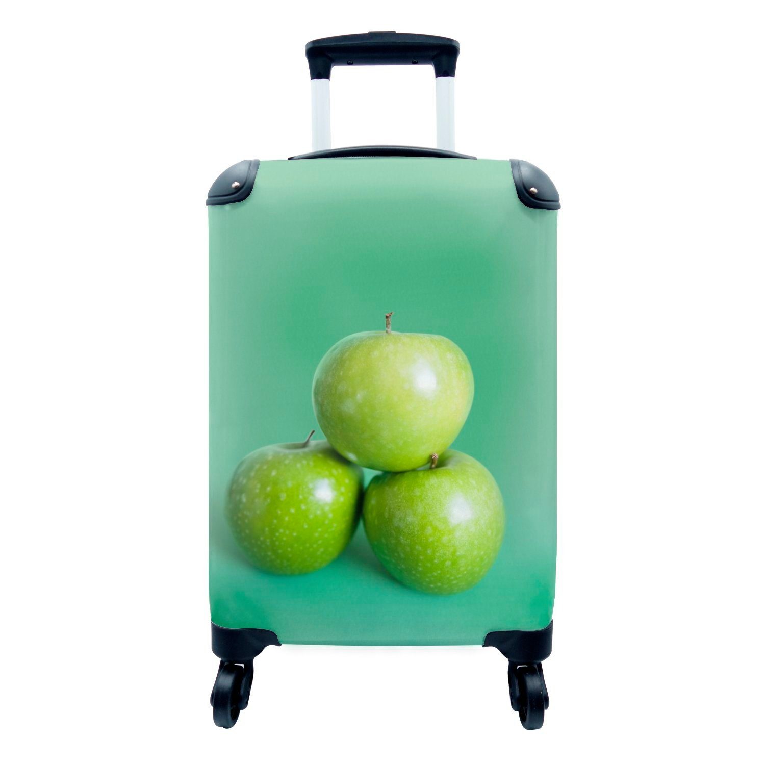 MuchoWow Handgepäckkoffer Pyramide aus Granny-Smith-Äpfeln, 4 Rollen, Reisetasche mit rollen, Handgepäck für Ferien, Trolley, Reisekoffer
