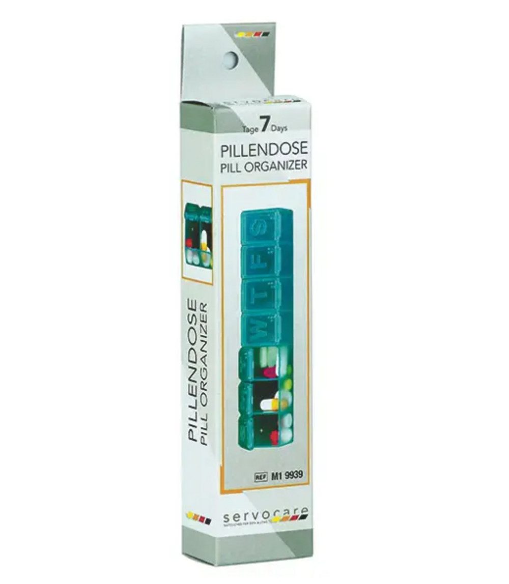 DocMed Pillendose DocMed Medikamenten Wochendispenser klein (Praktische Klappdeckel, 1 St., Tagesdispenser für Medikamente), Kompakter Wochendispenser, Praktischer Medikamentenhelfer