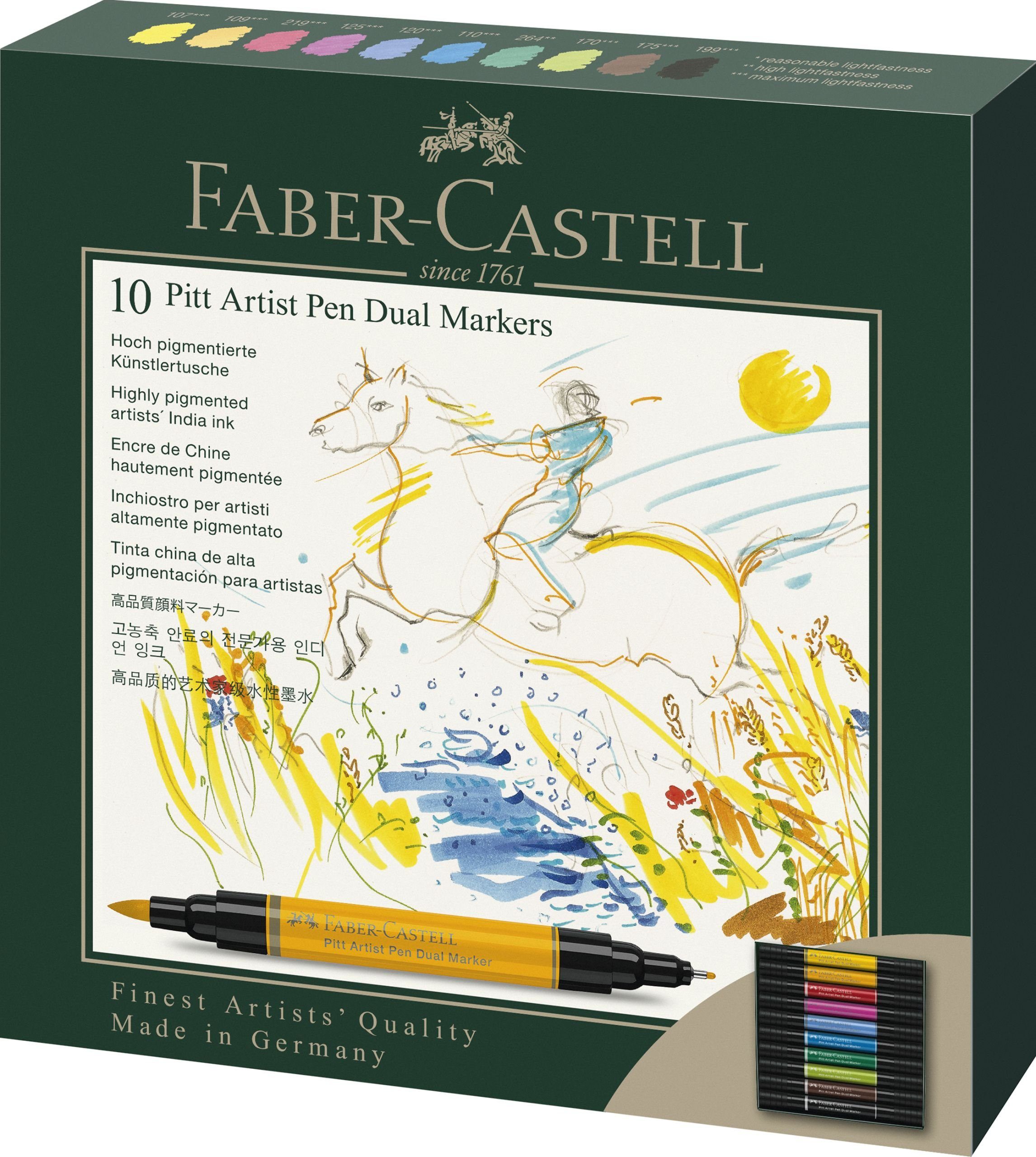 Faber-Castell Künstlertuschemarker Pitt Artist Pen Dualmarker - 10er Etui, sortiert Tintenpatrone