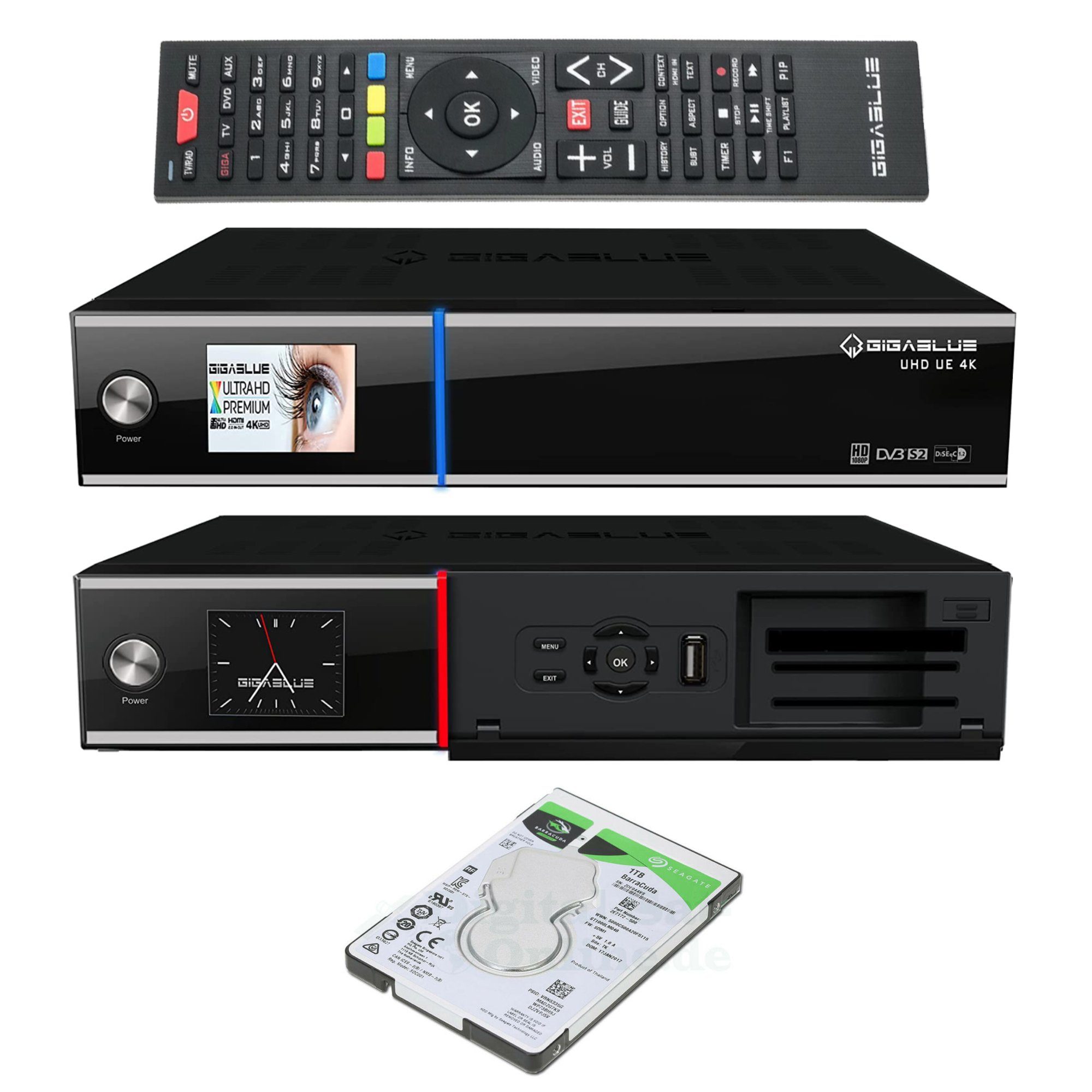 Gigablue UHD UE 4K 2xDVB-S2 FBC Twin Tuner CI LAN PVR + 1TB HDD SAT-Receiver