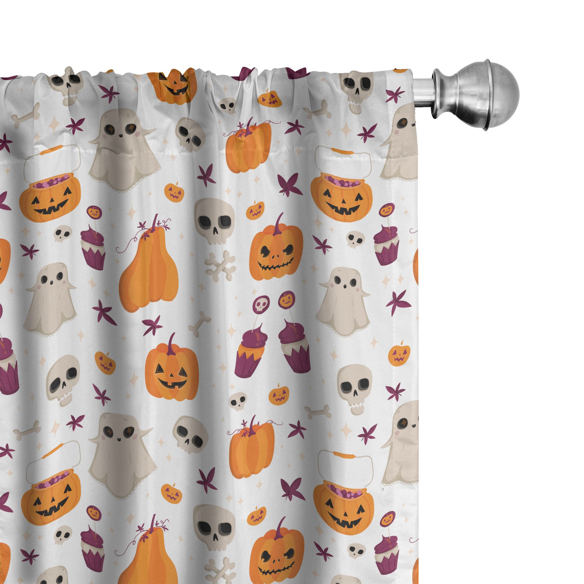Abakuhaus Gardine Vorhang für Wohnzimmer Schlafzimmer Dekor, Microfaser, Geist Halloween-Party-Cartoon-Stil