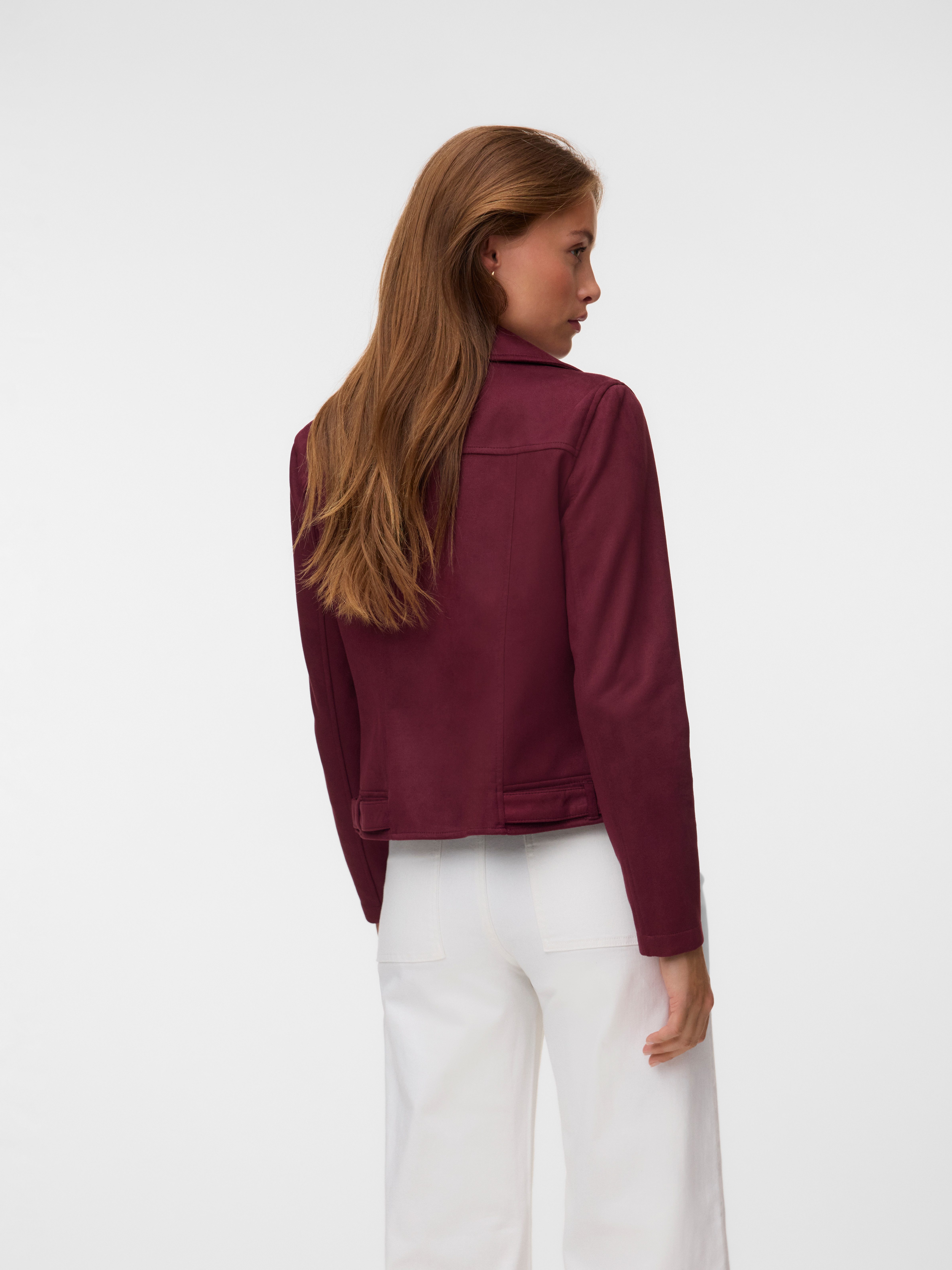 Vero Moda Bikerjacke VMJOSE SHORT FAUX SUEDE JACKET GA NOOS mit asymetrischem Reißverschluss