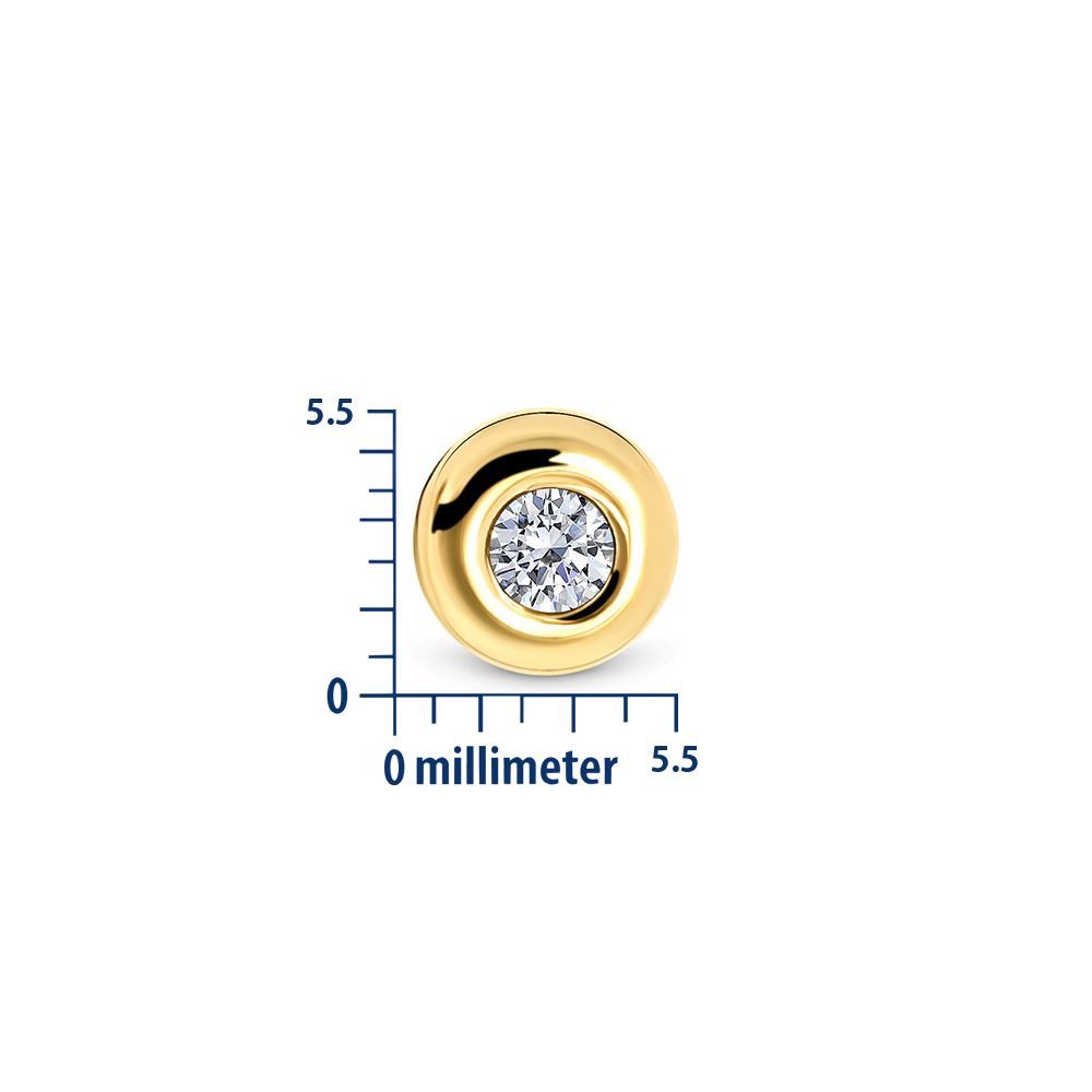 Miore Paar Ohrstecker MA978ZE - aus 9 Karat 375 Gelbgold mit Zirkonia 0,40 Karat, Damenohrringe mit Durchmesser 5,5 mm