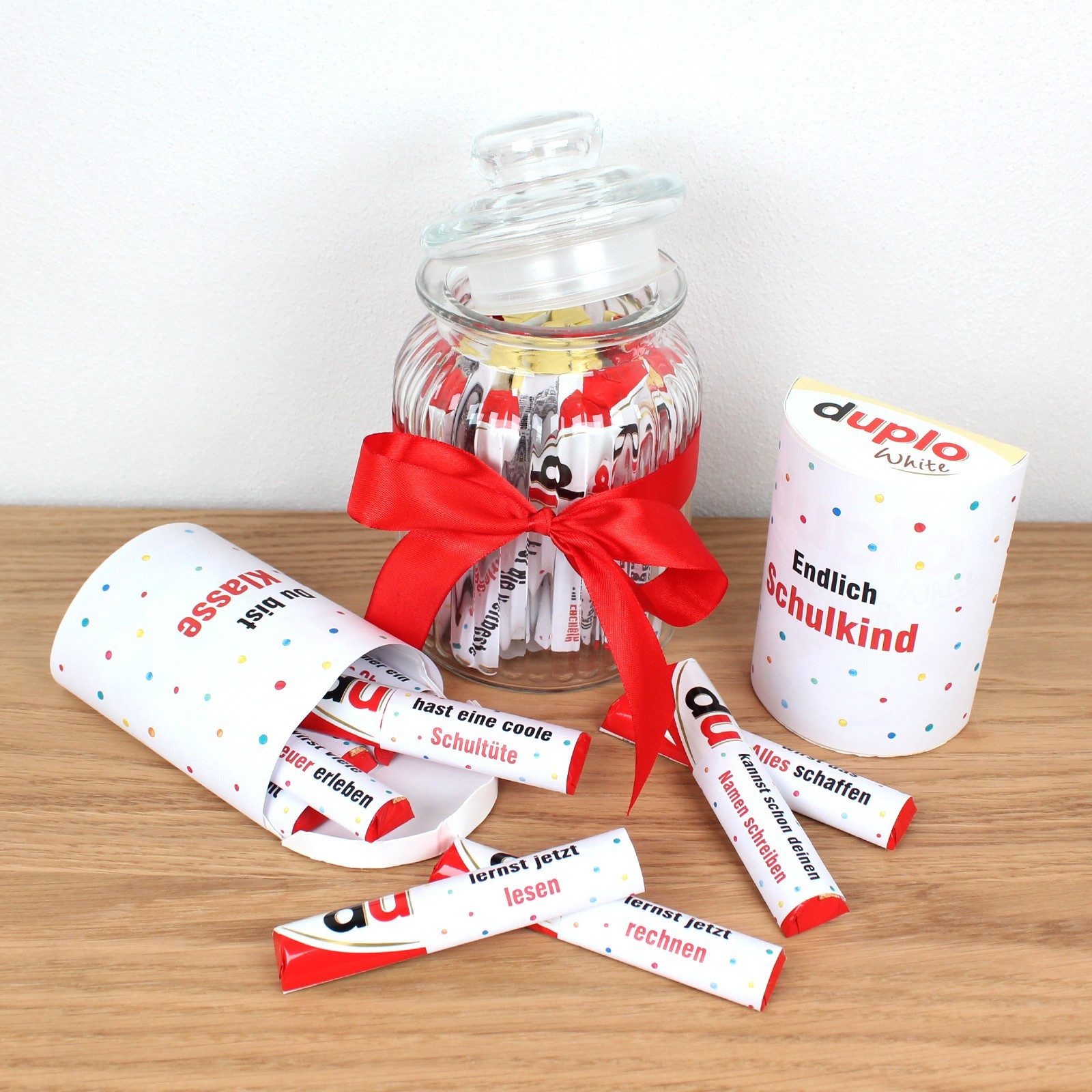 nikima Packpapier AUFKLEBER SET - Duplo Endlich Schulkind Einschulung Geschenk