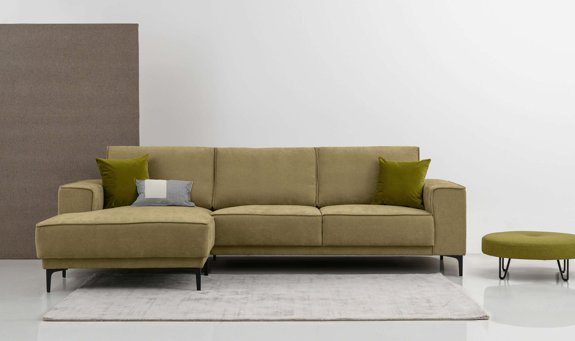 Ecksofa Polsterecke Oland, Struktur, Flachgewebe, Luxus-Microfaser, Boucle