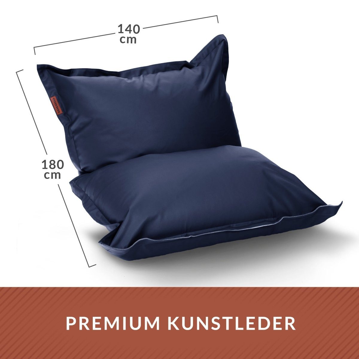 Green Bean Sitzsack Riesen-Sitzsack Kunstleder Square XXL (380 Liter Füllung, Indoor und Outdoor geeignet, abwaschbarer Bezug), Bean Bag Sitzkissen Sitzpuff Sit – Bild 4 von 5