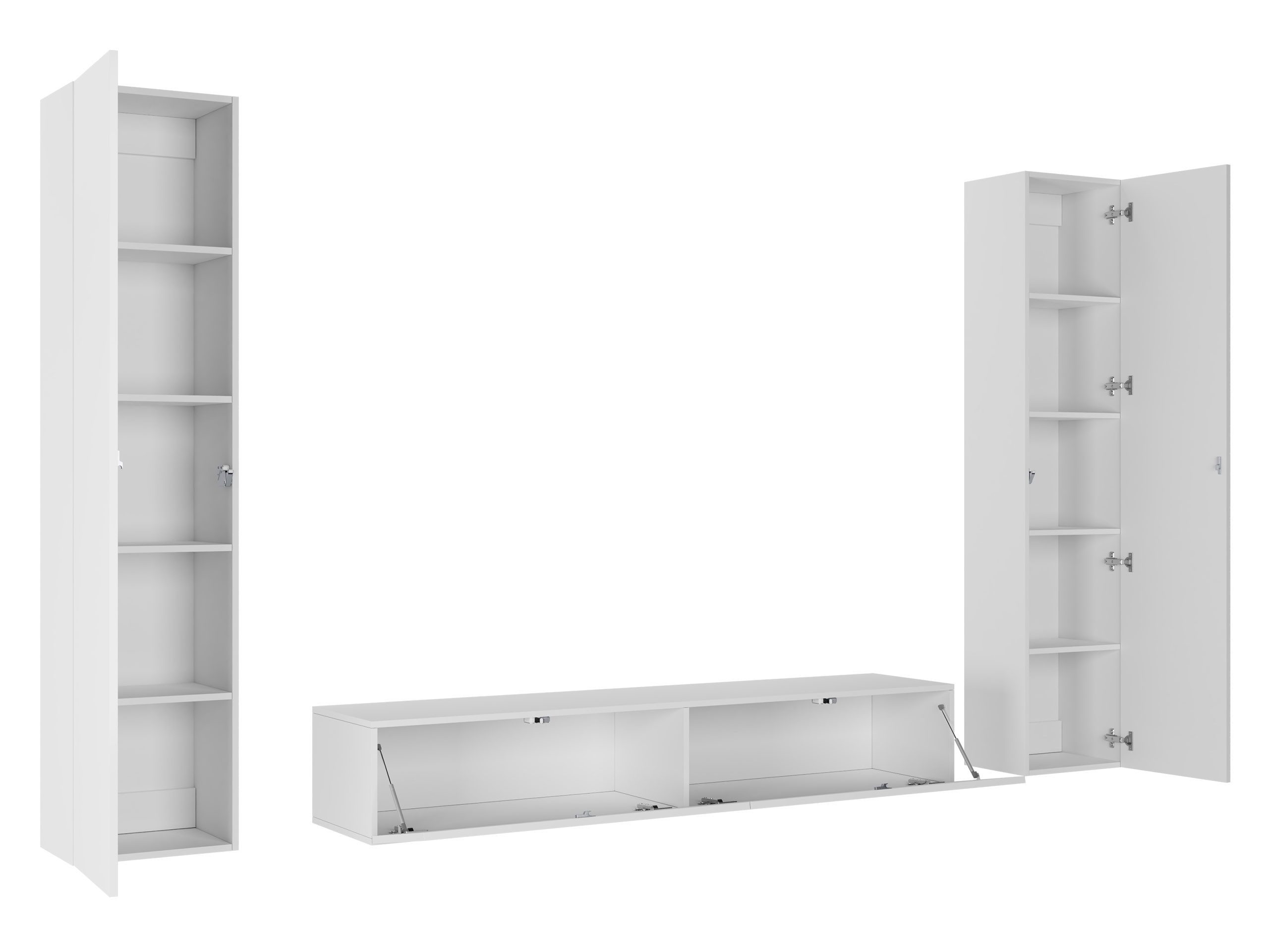 MIRJAN24 Wohnwand Vigo IV, (3er-Set, 2x Vitrine, TV-Lowboard), grifflosem Öffnen "push to open"