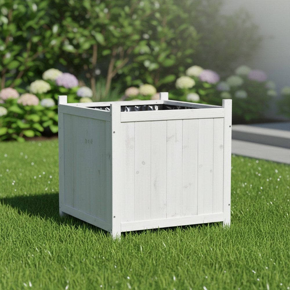 Mucola Blumentopf Blumenkübel 50x50cm Grau Pflanzkasten Blumentrog Blumentopf Übertopf (Stück, 1 St., Premium-Kübel), Innenbereich mit schwarzer Schutzfolie