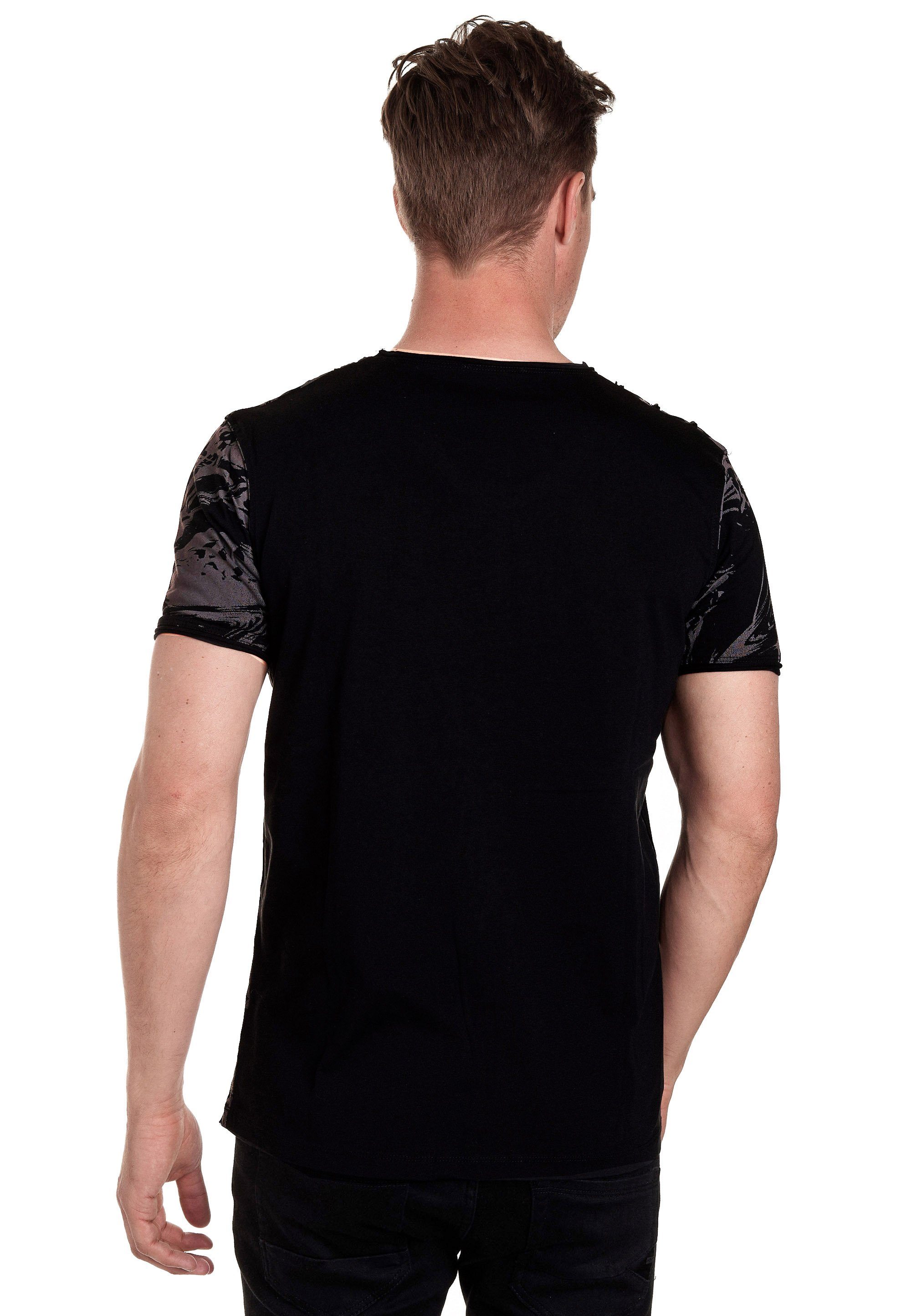 Rusty Neal T-Shirt mit aufwendigem Strass-Design schwarz