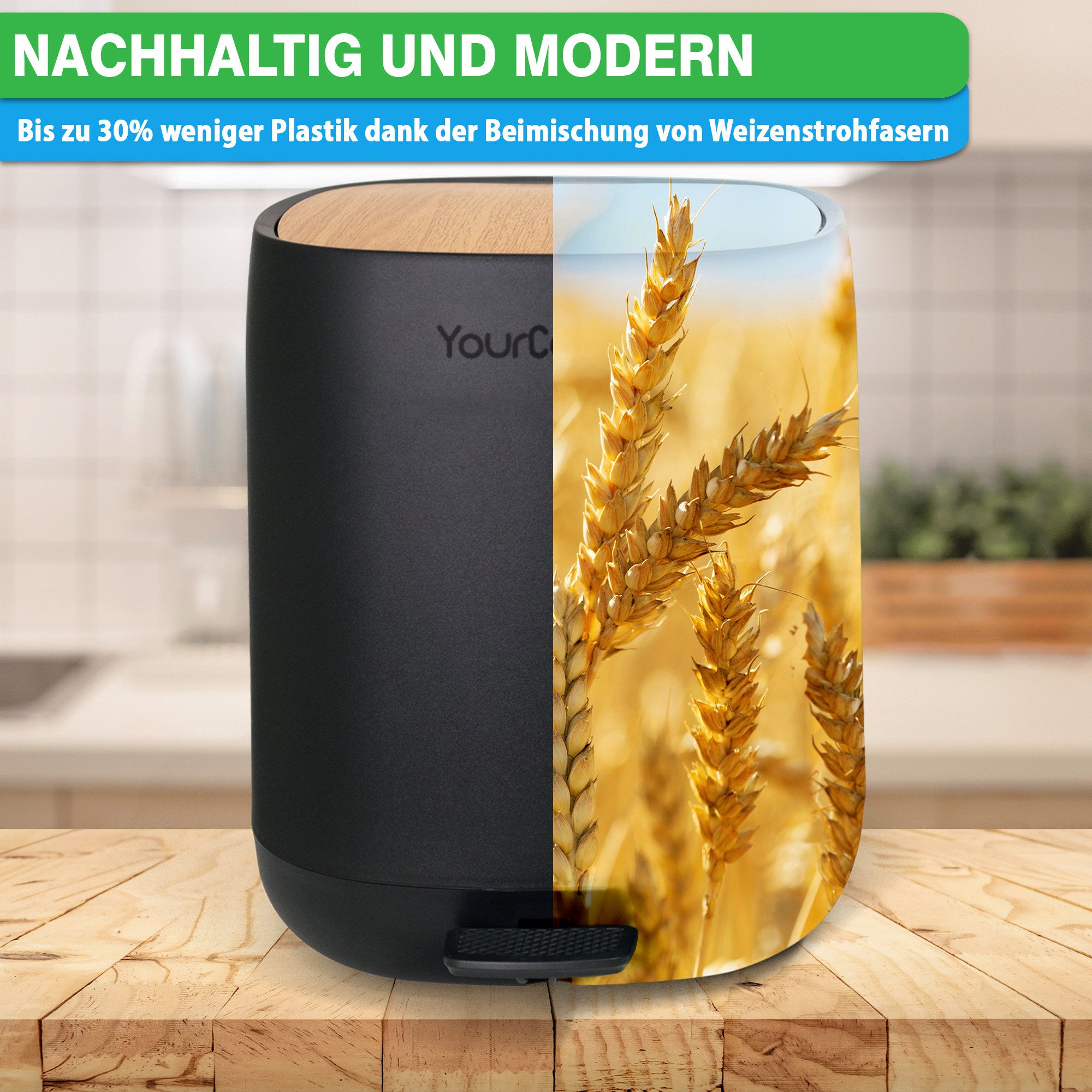 YourCasa Mülleimer YourCasa® Mülleimer Bad [5L] - Badmülleimer Badezimmer Kosmetikeimer, Fassungsvermögen 5L, 30% weniger Plastik