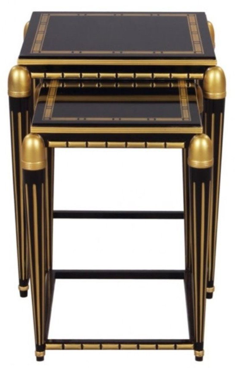Casa Padrino Beistelltisch Luxus Beistelltisch Set Schwarz / Gold 45 x 45 x H. 54 cm - Luxus Möbel