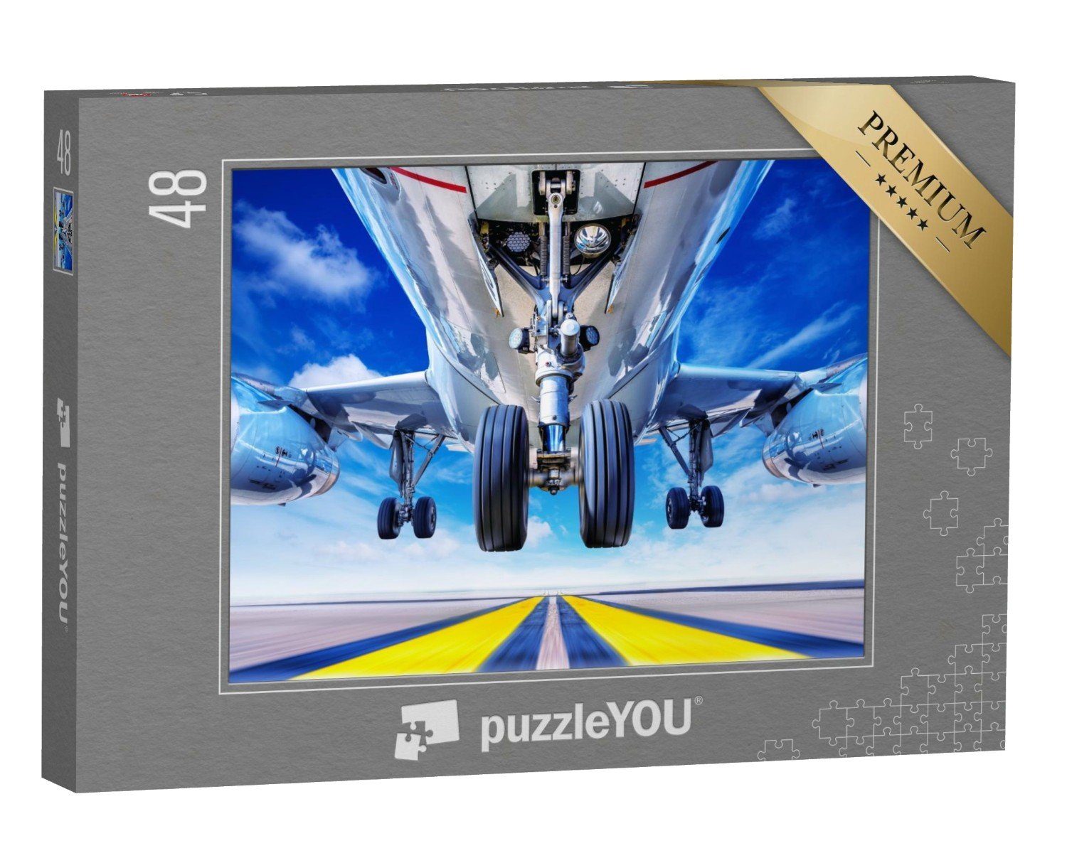 puzzleYOU Puzzle Start eines modernen Verkehrsflugzeugs, 48 Puzzleteile, puzzleYOU-Kollektionen Flugzeuge