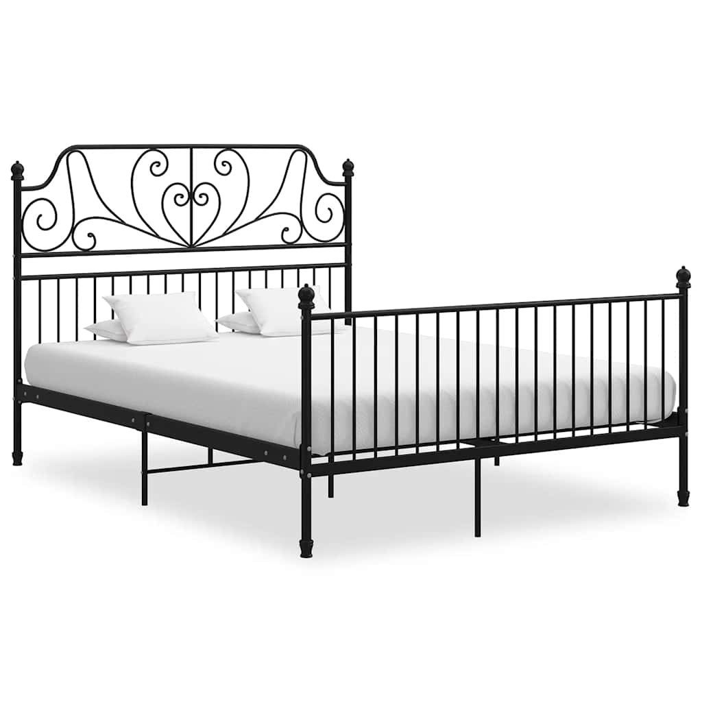 furnicato Bettgestell Bequemes Metallbett Schwarz 206 x 144 x 131 cm (1-tlg günstig online kaufen