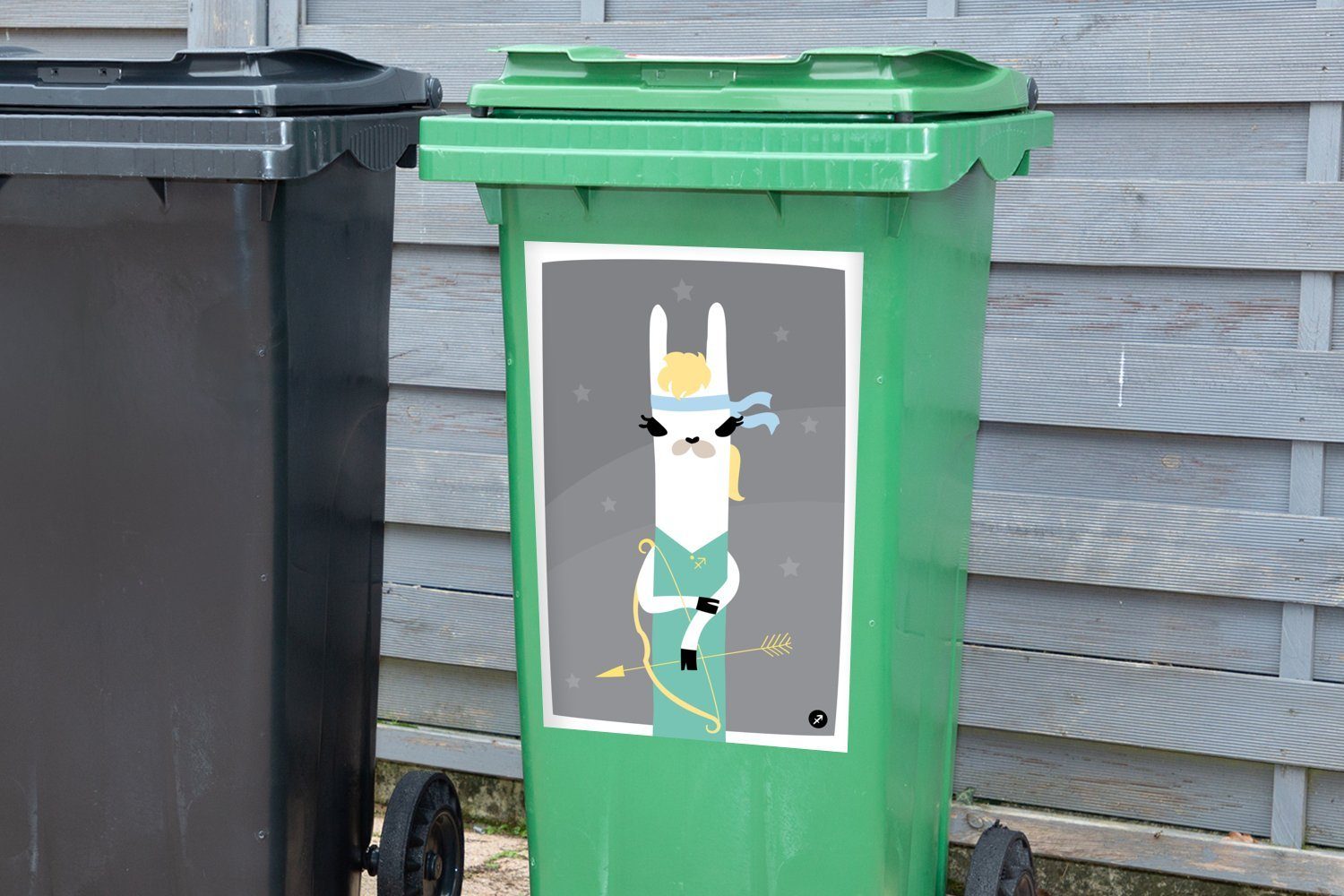 Wandsticker Lama MuchoWow (1 Sternbild Container, Mülltonne, St), - - Sticker, Schütze Mülleimer-aufkleber, Abfalbehälter