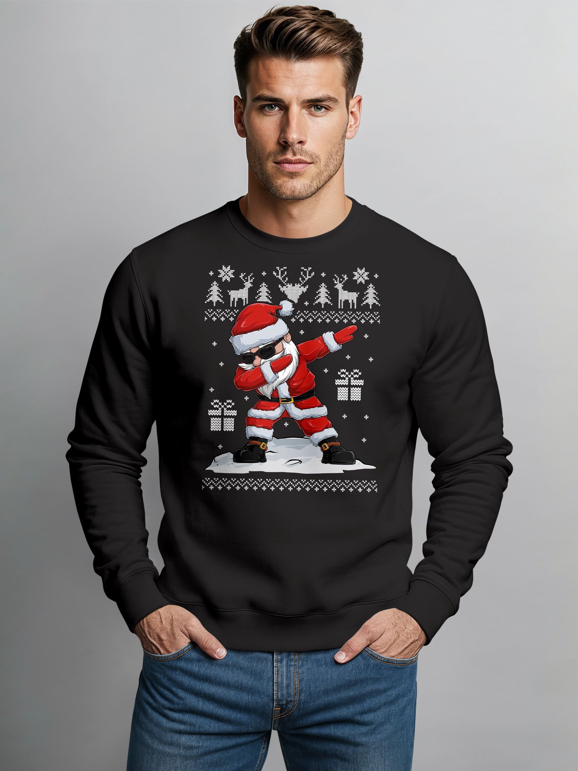 MoonWorks Sweatshirt Sweatshirt Herren Weihnachten Dabbing Santa Weihnachts günstig online kaufen