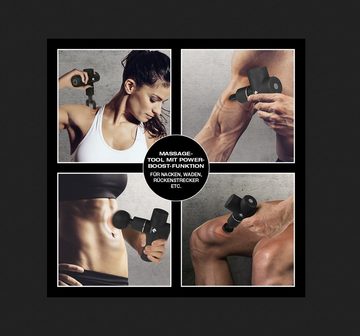 FitEngine Massagepistole Massage Gun 4 Aufsätze & Tasche Nacken, Waden, Rückenstrecker etc.