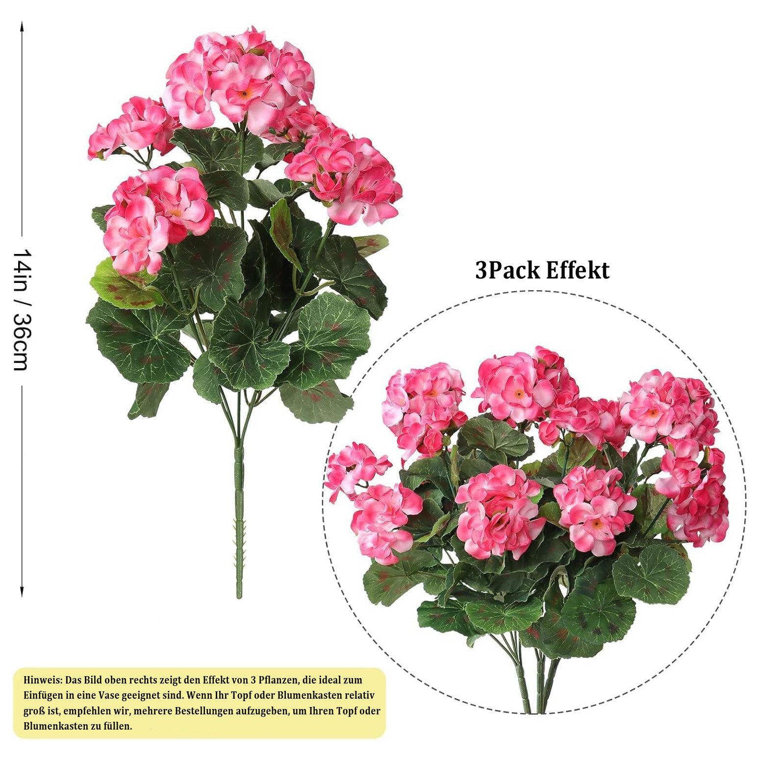Kunstblumenstrauß 3 Bündel Blumen Geranie Blumen, günstig online kaufen