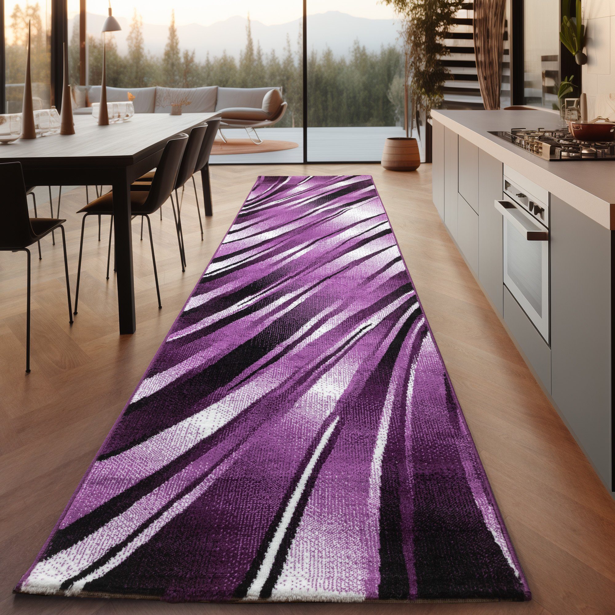 SIMPEX24 Designteppich Abstrakt Wellen Design, Rechteckig, Höhe: 12 mm, Kurzflor Teppich Wohnzimmer Abstrakt Wellen Design Verschidene Größen