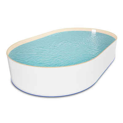 Paradies Pool Ovalpool, Stahlwandpool weiß Folie sand oval 300x700x120cm