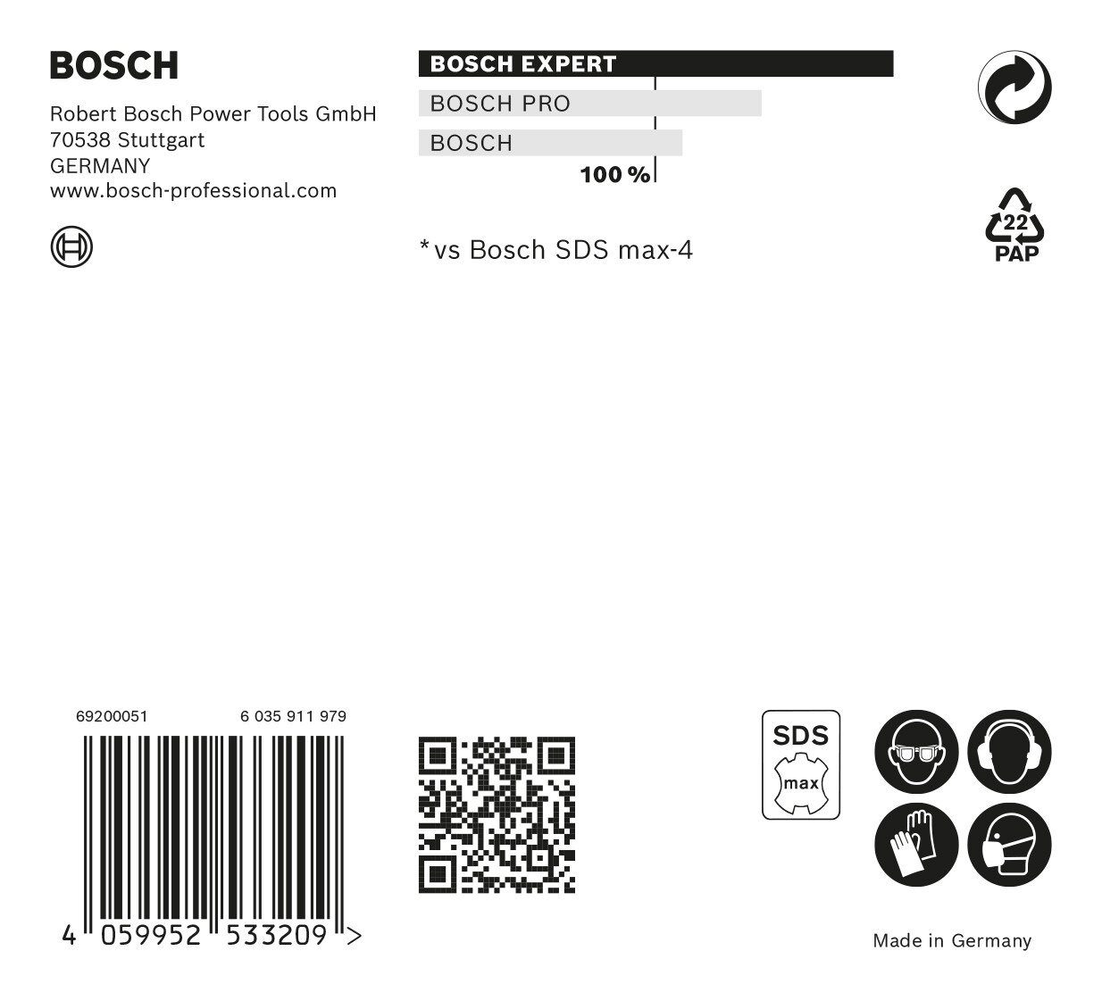 Hammerbohrer x x SDS - BOSCH 400 Universalbohrer 26 520 max-8X, Expert mm