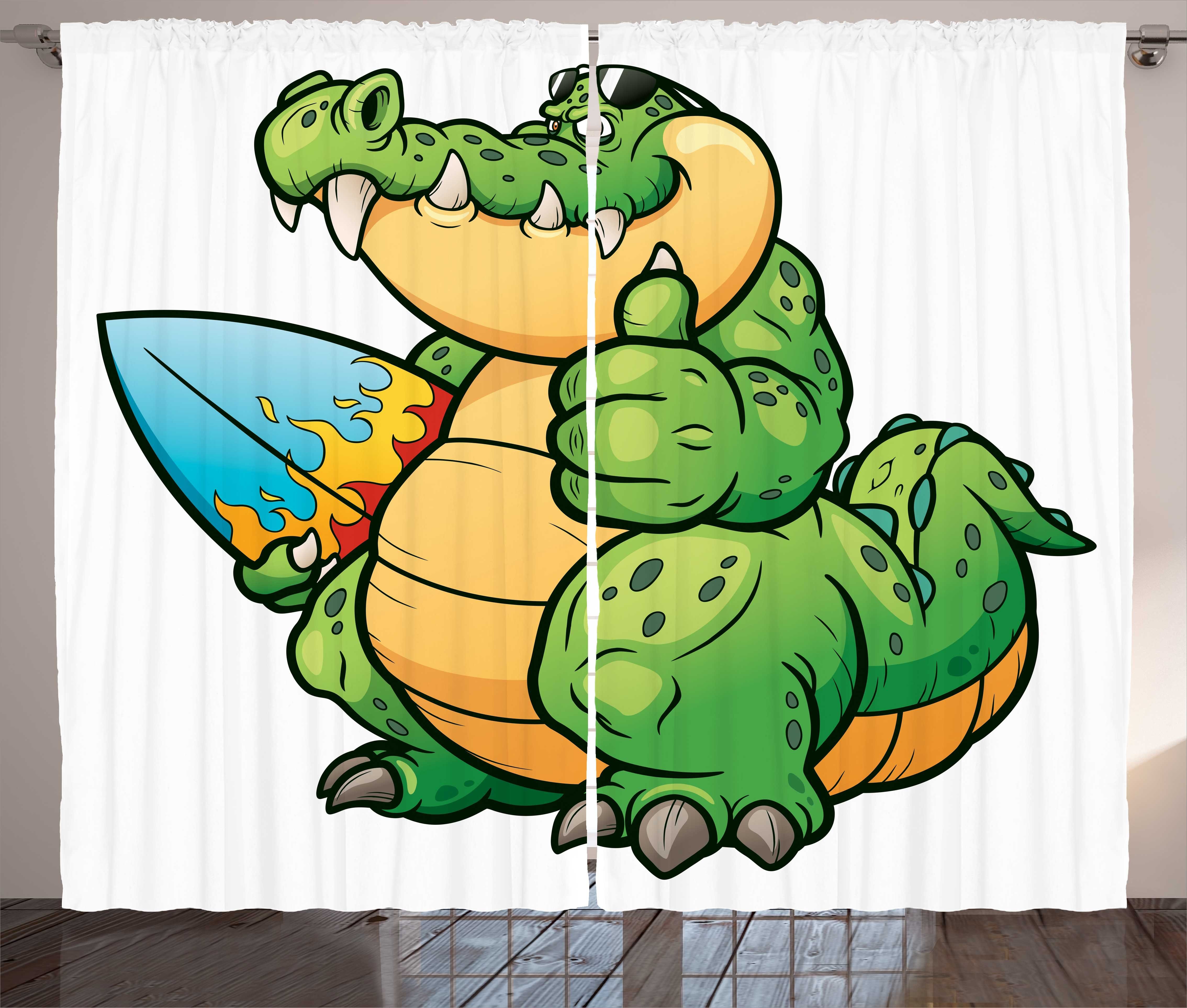 Gardine Schlafzimmer Chunky Muster Kräuselband Krokodil Surfer mit Abakuhaus, Haken, und Vorhang Schlaufen
