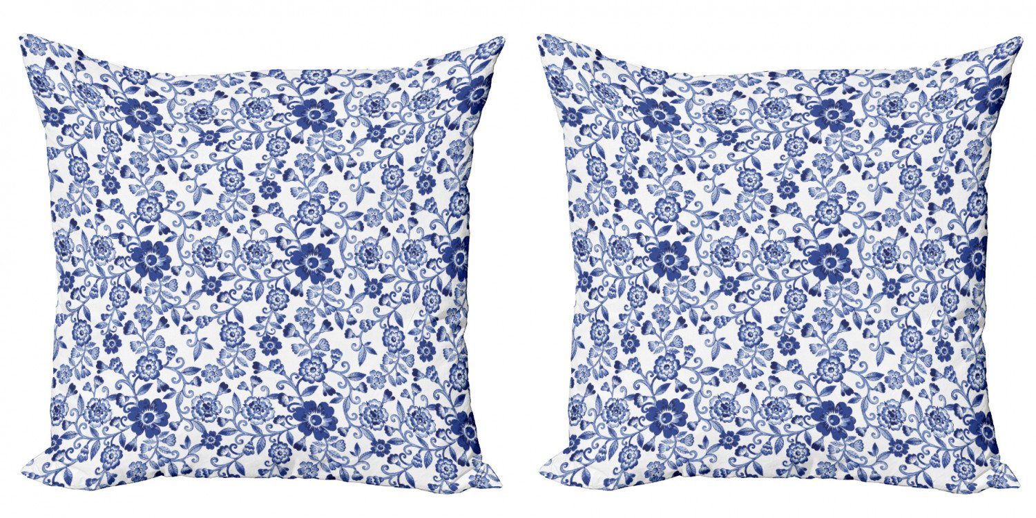 Kissenbezüge Modern Accent Doppelseitiger Digitaldruck, Abakuhaus (2 Stück), Aquarell Vibrierende blaue Blumen